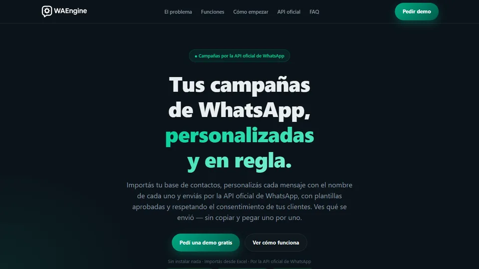 Landing del Disparador de WAEngine